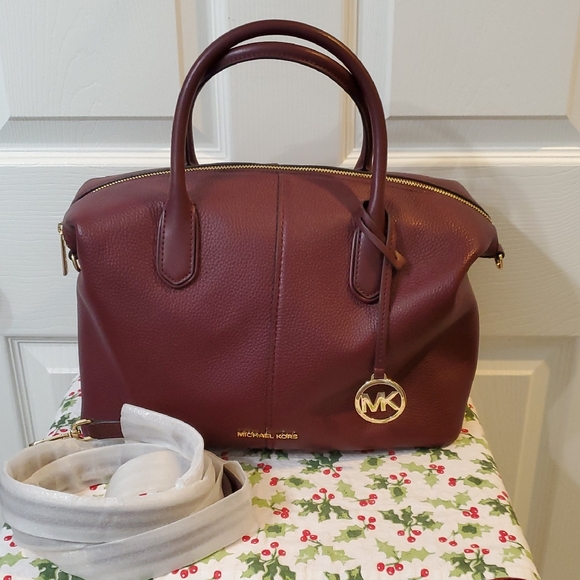 Michael Kors Handbags - Michael Kors Burgundy Leather Satchel
